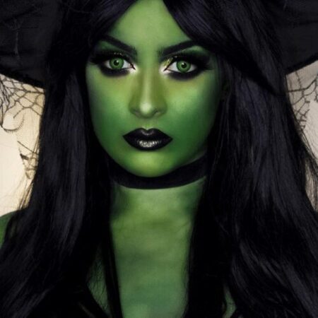 maquillaje de bruja verde